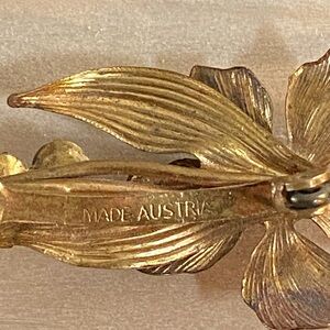 Vintage Austrian made Painted Floral Brooch.
